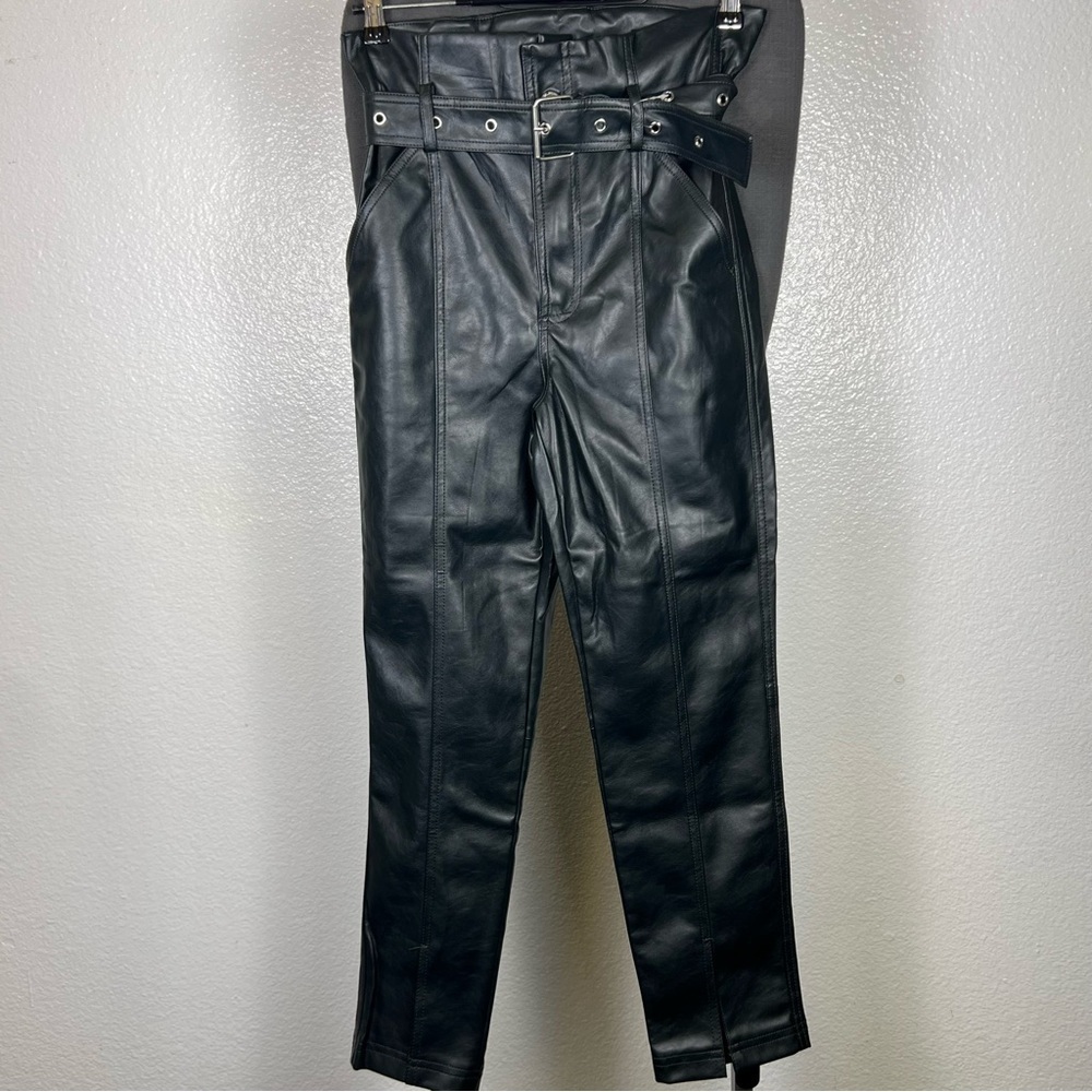 Blank NYC Women’s Black Faux Leather Pants with Belt Size 26